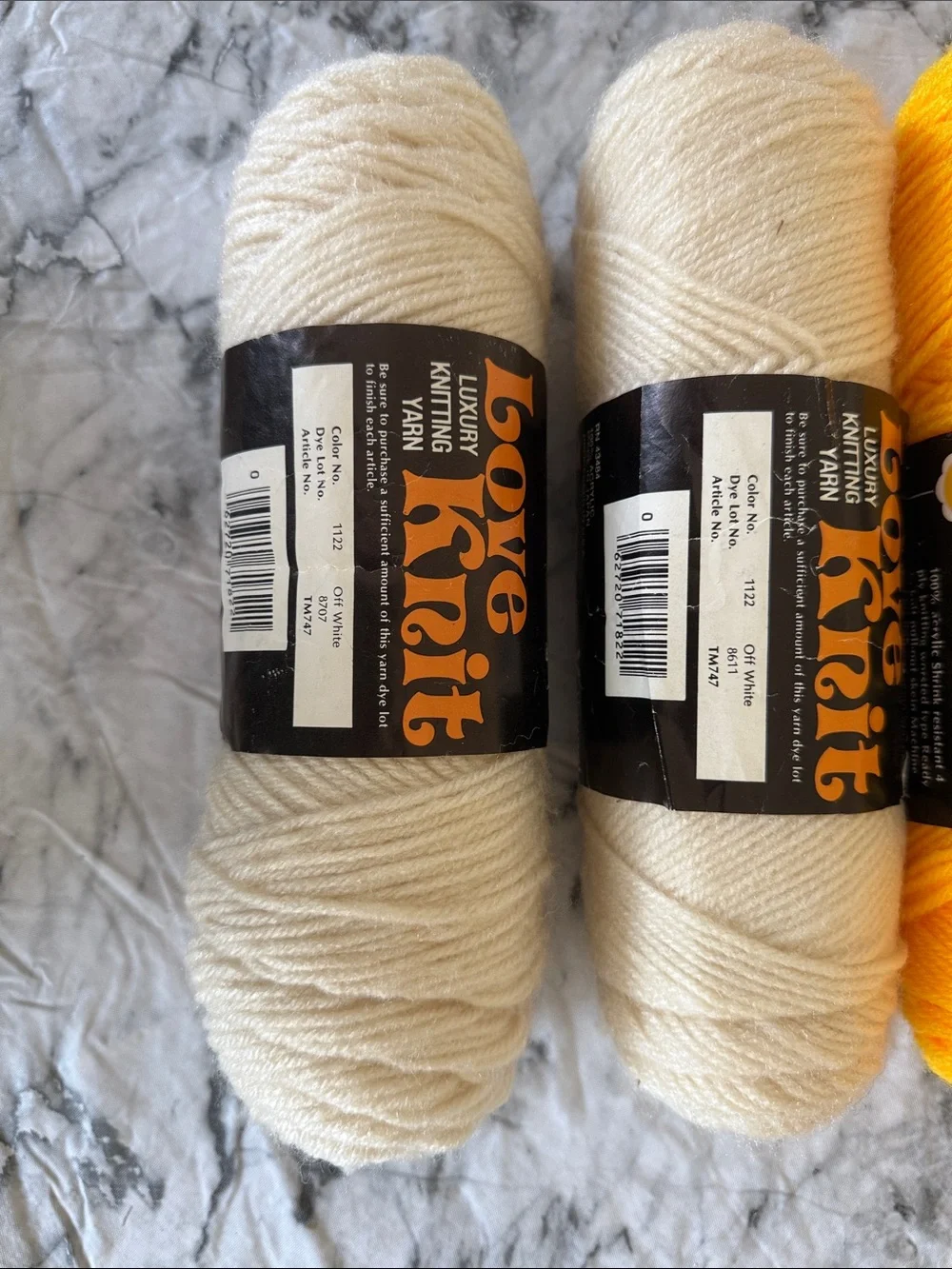Yarn Bundle, Bright Yellow, Deep Brownish Red & Off White. 7 Skein Bundle.